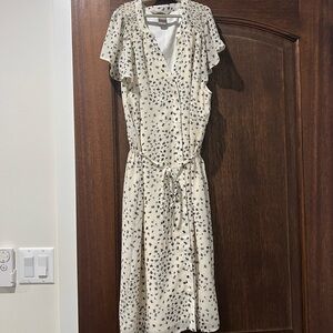 H&M Cream and Black Floral Midi Dress
